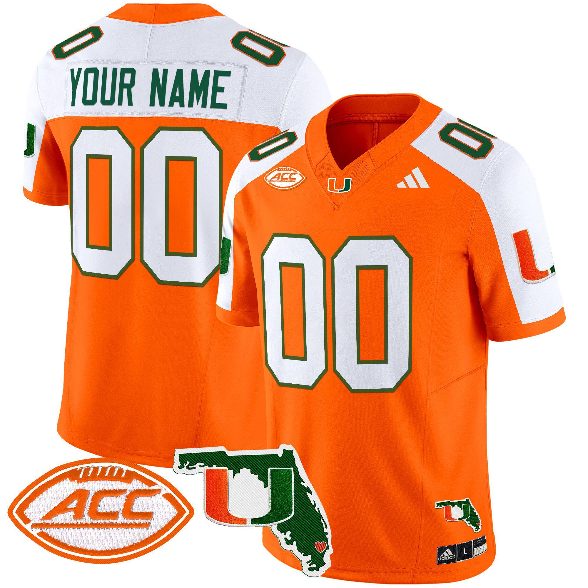 Men Miami Hurricanes Orange 2024 Florida Patch Vapor Limited Custom NCAA Jersey->ncaa teams->NCAA Jersey